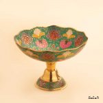 میوه خوری برنجی میناکاری هندی پایه دار دورو