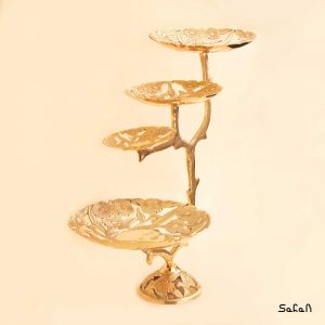 شیرینی خوری برنجی طلایی هندی چهار طبقه مشبک