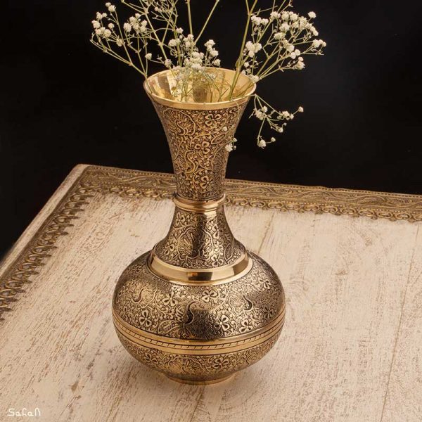 گلدان برنجی طلایی هندی