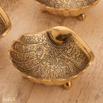 کاسه برنجی طلایی هندی سیاه قلم انتیک