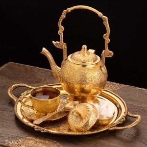 ست چایخوری برنجی طلایی هندی