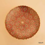شیرینی خوری برنجی هندی طلایی میناکاری پایه دار