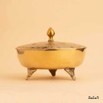 شکلات خوری برنجی هندی طلایی تاج میناکاری