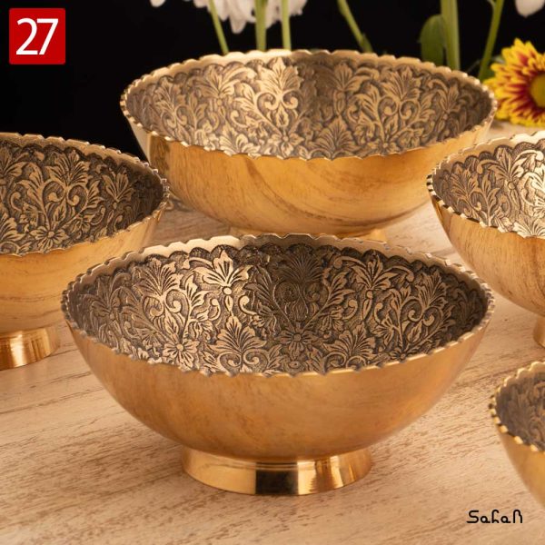کاسه برنجی هندی انتیک سیاه قلم