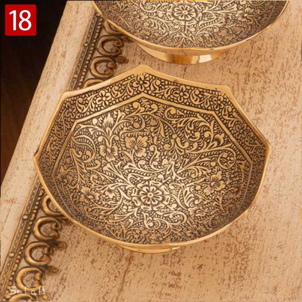 کاسه برنجی هندی انتیک سیاه قلم