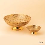 میوه خوری پایه دار برنجی هندی طلایی میناکاری طرح انگور