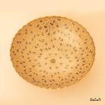 میوه خوری پایه دار برنجی هندی طلایی میناکاری طرح انگور