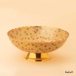 میوه خوری پایه دار برنجی هندی طلایی میناکاری طرح انگور