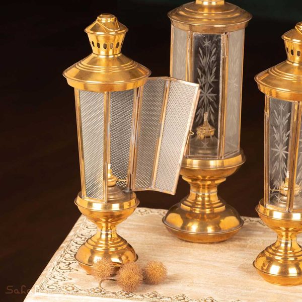 فانوس الکلی شیشه ای برنجی هندی طلایی