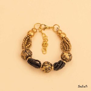 دستبند زیورالات هندی برنجی طلایی دست ساز زنانه