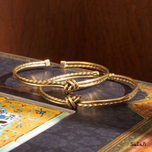 دستبند باز هندی برنجی طلایی