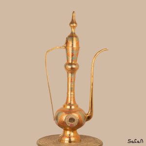 گلاب پاشی برنجی میناکاری شده با طرح های قرمز و آبی رنگ