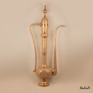 گلاب پاش برنجی سفید میناکاری شده با گل های رنگارنگ