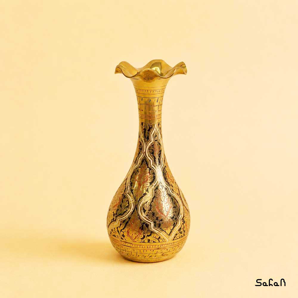 گلدان برنجی هندی میناکاری